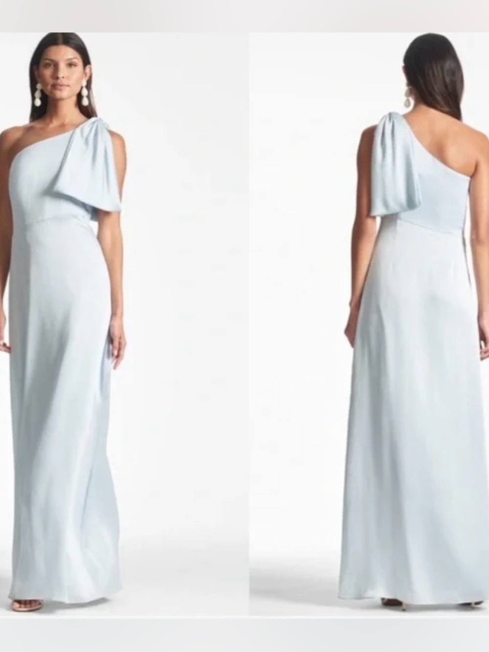 Sachin + Babi NWT Chelsea one shoulder satin formal gown ice blue sz 10